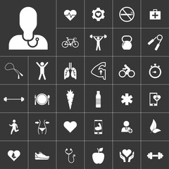 doctor. health icon set on gray background to use in web and mobile UI
