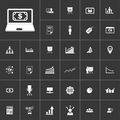 marketing and finance icon set for mobile concepts and web apps. Collection modern infographic logo and pictogram.