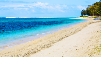 Fototapeta na wymiar View of beautiful beach in Mauritius island