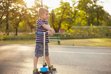 Riding on the scooter