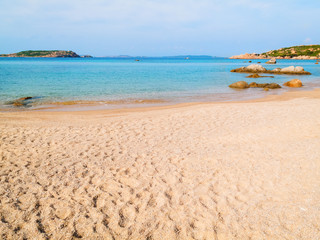 Fototapeta na wymiar View of of Monti di Rena beach on island the Maddalena, Sardinia Italy