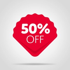Special offer sale red tag isolated vector illustration. Discount offer price label, symbol for advertising campaign in retail, sale promo marketing, 50% off discount sticker, ad offer on shopping day