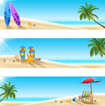 Set of Three tropical beach