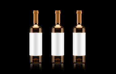 White wine bottle isolated. 3d illustration, 3d rendering.