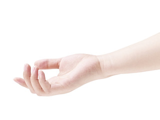 relaxed human hand on white background