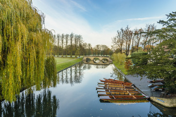 Punting boats at the river cam in Cambridge