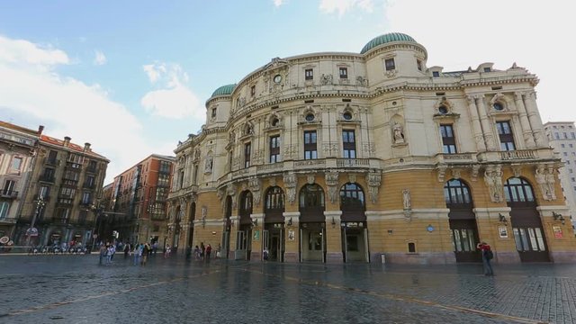 Beautiful architecture of Arriaga theater in Bilbao, sightseeing in Spain
