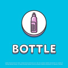 Bottle colour round icon isolated vector illustration. Sports water plastic bottle symbol. Drink bottle for fitness and outdoor activities, athletic equipment logo or sign in line design.