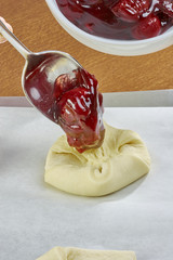 Chef puts jam on the dough cheesecakes with jam Complete Series Food recipe