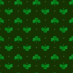 Saint Patricks Day patterns . Green pattern with clover. Vector illustration