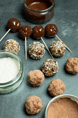 Various Protein Energy Balls and Chocolate and Coconut