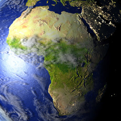Africa on realistic model of Earth