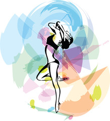 Abstract Yoga sketch woman illustration