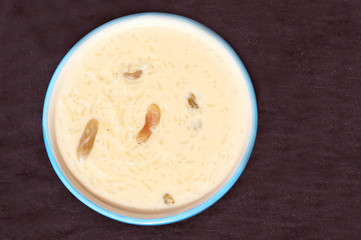 Popular Indian homemade sweet Kheer, made with rice and milk