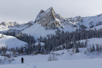 Snowshoeing in the mountains