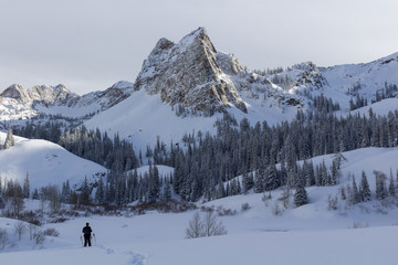 Naklejka premium Snowshoeing in the mountains
