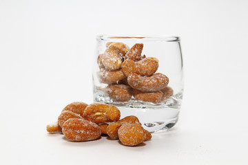 Almond and peanut with white background