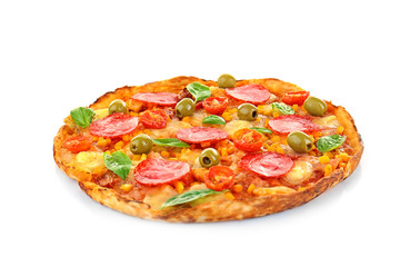 Tasty pizza, isolated on white