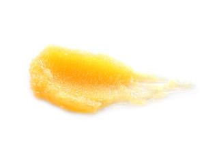 Fototapeta na wymiar Sample of lemon scrub isolated on white