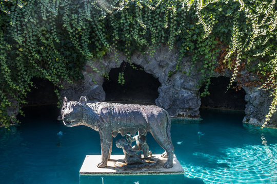Capitoline Wolf  at Italian Renaissance Garden in Hamilton Gardens, New Zealand.