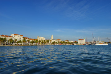 Fototapeta na wymiar Panorama of Split in Croatia with blue sky