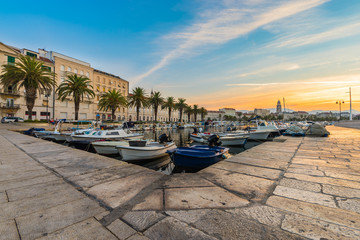 Fototapeta na wymiar Adriatic city of Split harbour view at beautiful sunrise morning, tourist destination in Croatia, Dalmatia
