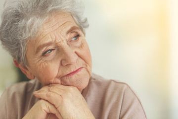 Fototapeta Depressed elderly woman at home obraz