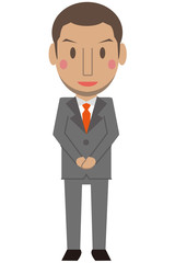 かわいいアフリカ系男性　グレーのスーツのビジネスマン　短髪　お出迎え