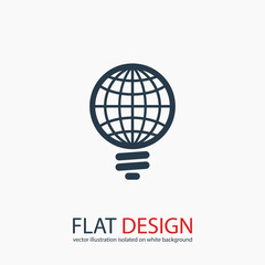 GLOBAL Light bulb  icon, vector illustration. Flat design style