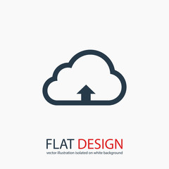 This image represents a cloud upload illustration icon, vector illustration. Flat design style