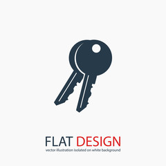 Key  icon, vector illustration. Flat design style