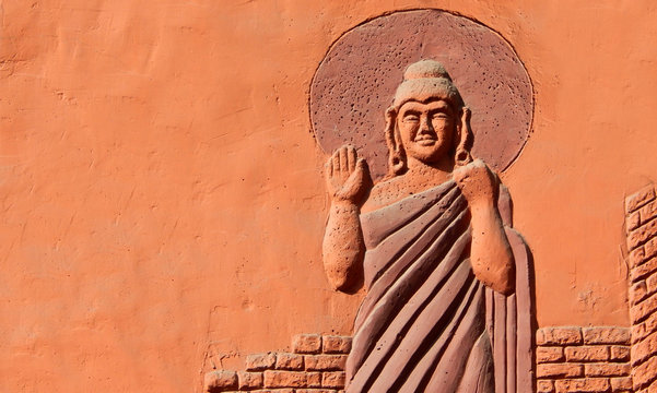  Wall art of Gautam buddha standing and blessing pose 