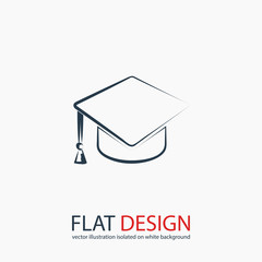 graduation cap  icon, vector illustration. Flat design style