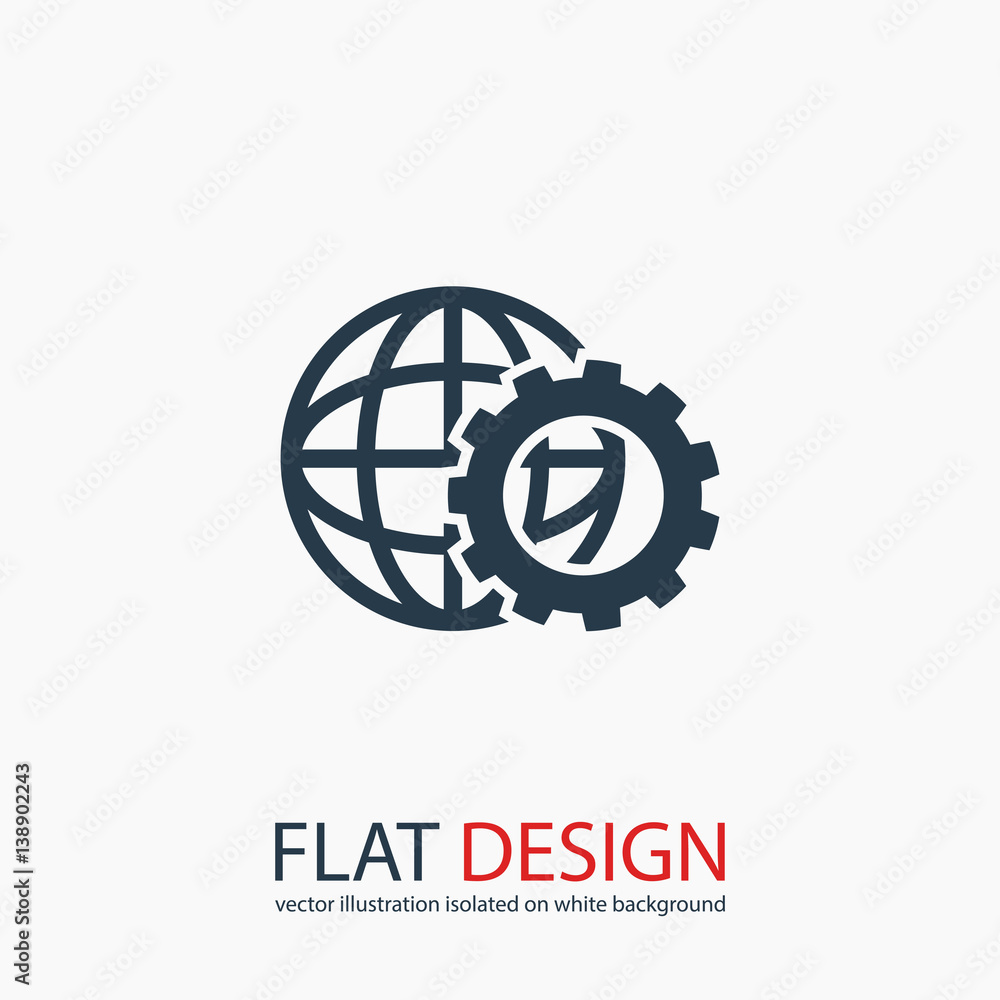 Poster setting parameters, globe icon vector illustration. flat design style