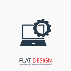 setting parameters, laptop icon, vector illustration. Flat design style