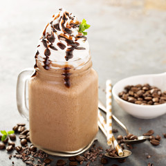 Chocolate frappe coffee with whipped cream