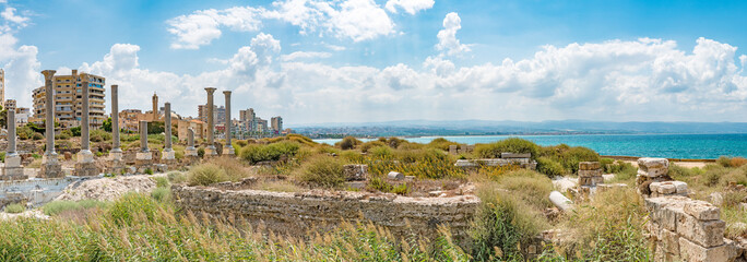 Tyre Coast Landscape in Tyre, Lebanon. It is located about 80 km south of Beirut.