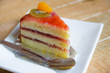 piece of cake on white plate