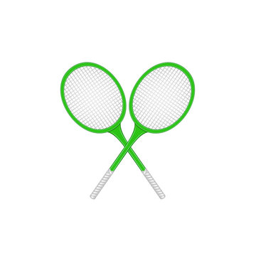 Crossed tennis rackets in retro design 