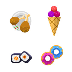 Vector icons sweet fast food elements.