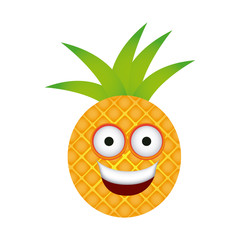 color kawaii fruit pineapple happy icon, vector illustration design