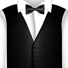 sticker shirt with bow tie and waistcoat, vector illustraction design