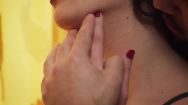 sex scene:curvy woman helps  her boyfriend touching  her body