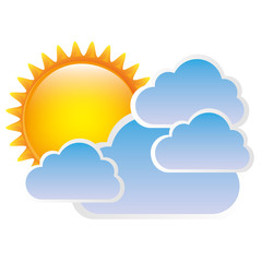 sticker sun with clouds icon, vector illustraction design image