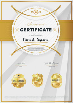 Certificate vector template. Diploma design. Graduation, achievement, success layout.