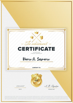 Certificate vector template. Diploma design. Graduation, achievement, success layout.