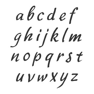 Vector handwritten alphabet. Lowercase letters. Brush script. Modern Brushed Lettering.