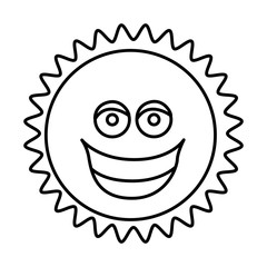 figure sticker happy sun icon, vector illustraction design