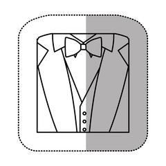 contour sticker suit with bow tie icon, vector illustraction design image