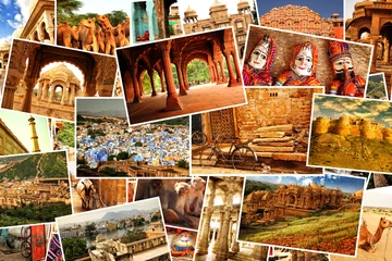 Zelfklevend Fotobehang India Collage pictures of Rajasthan, India